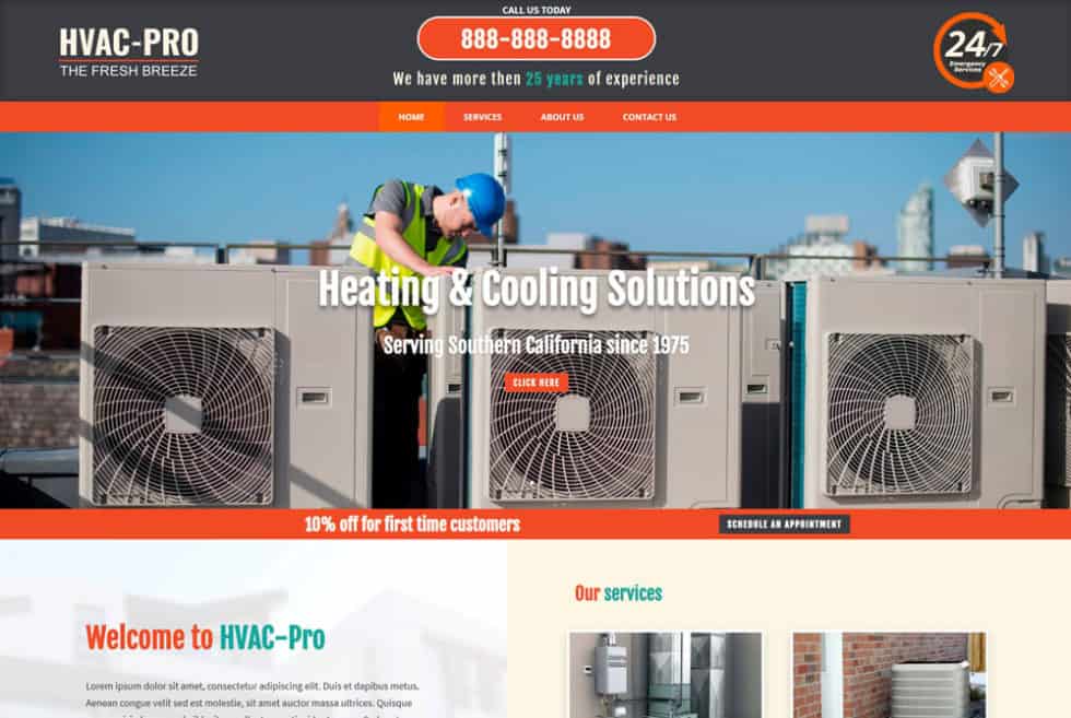 HVAC Contractor Website Design Sample