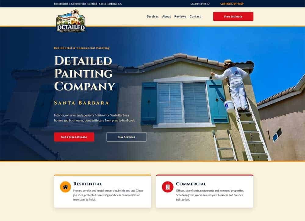 Detailed painting company one-pager website